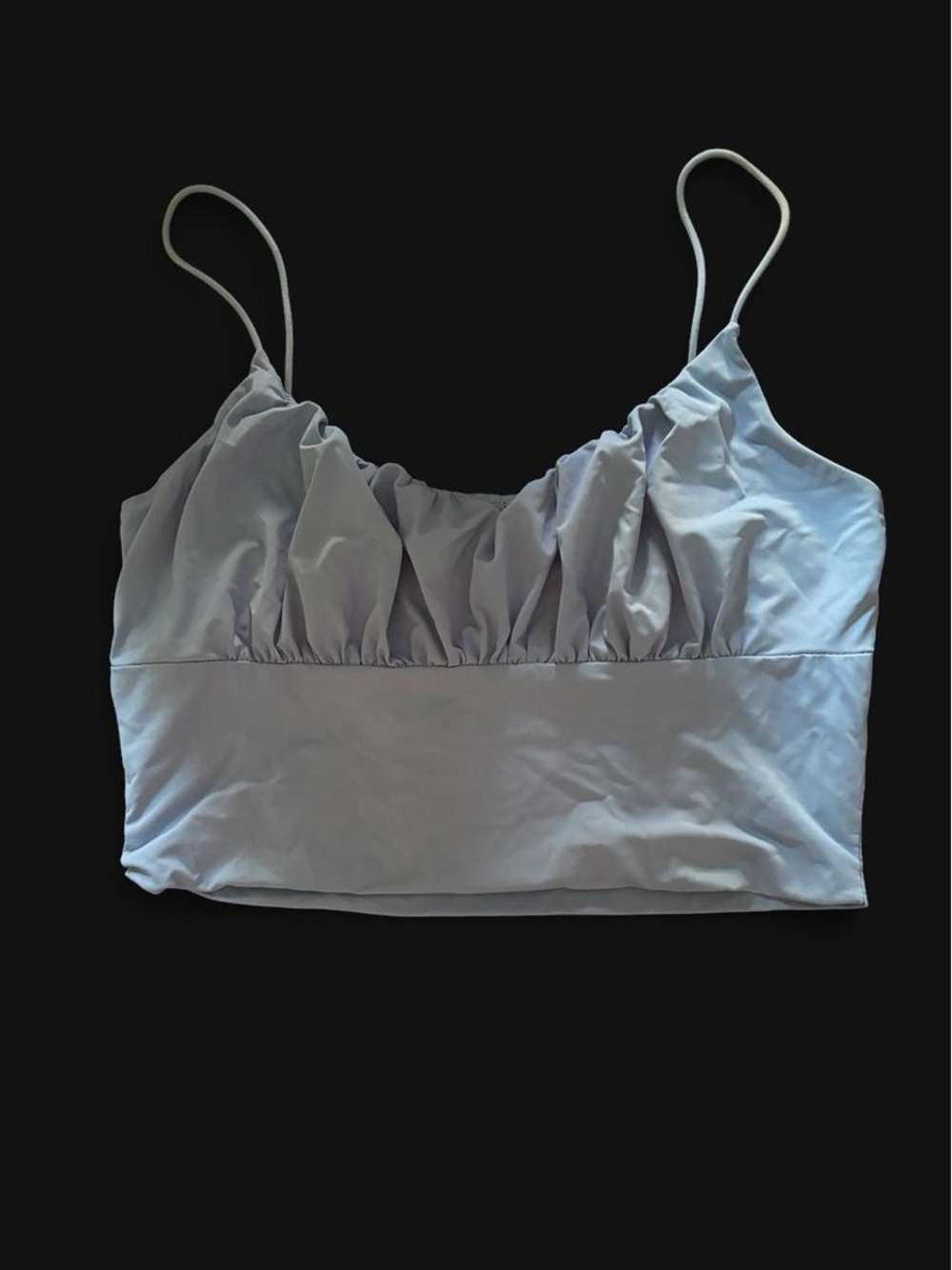 Light Blue Ruched Spaghetti-Strap Crop Top